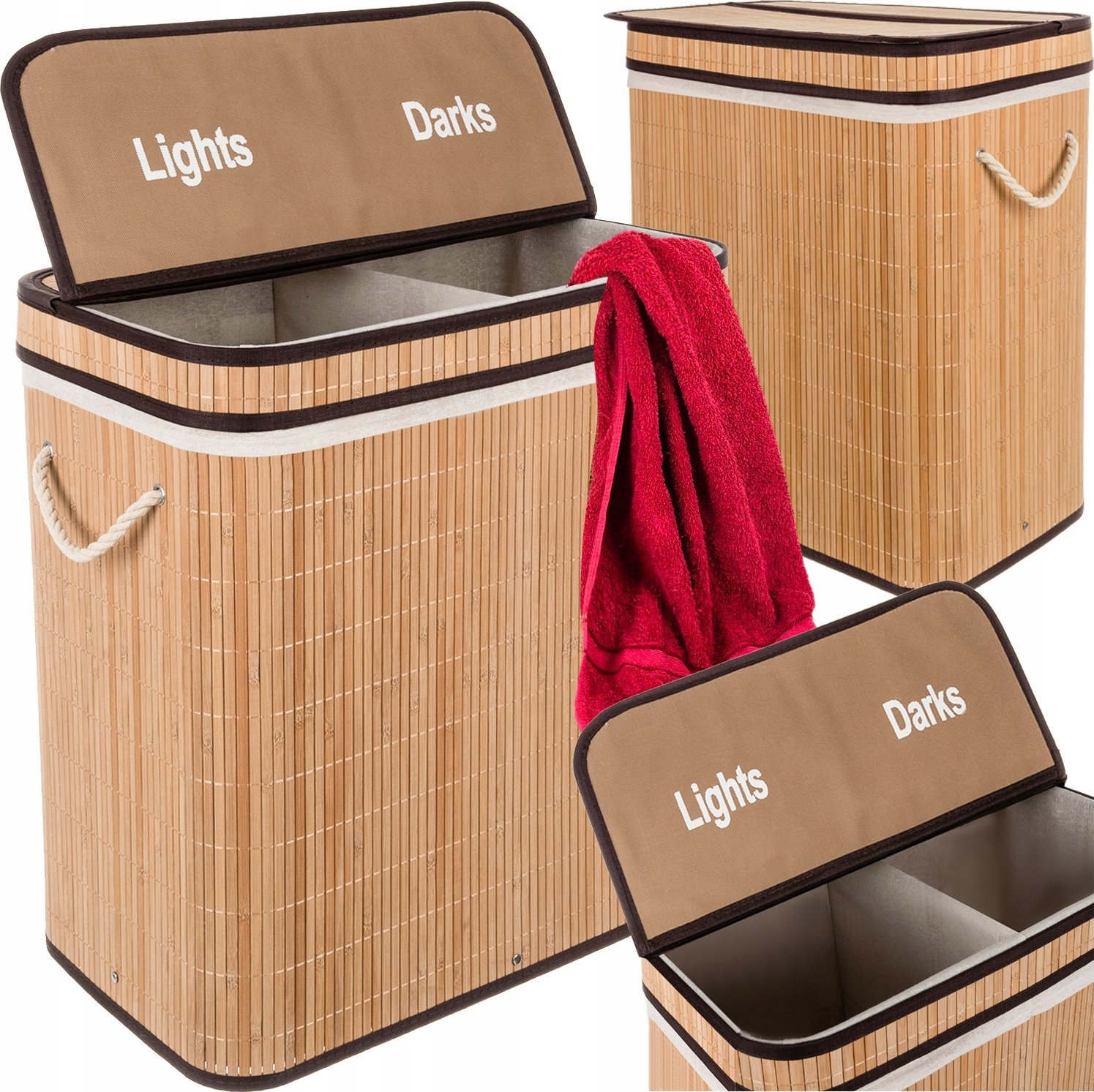 Ruhhy Kosz bambusowy na pranie - dwukomorowy Ruhhy 24269