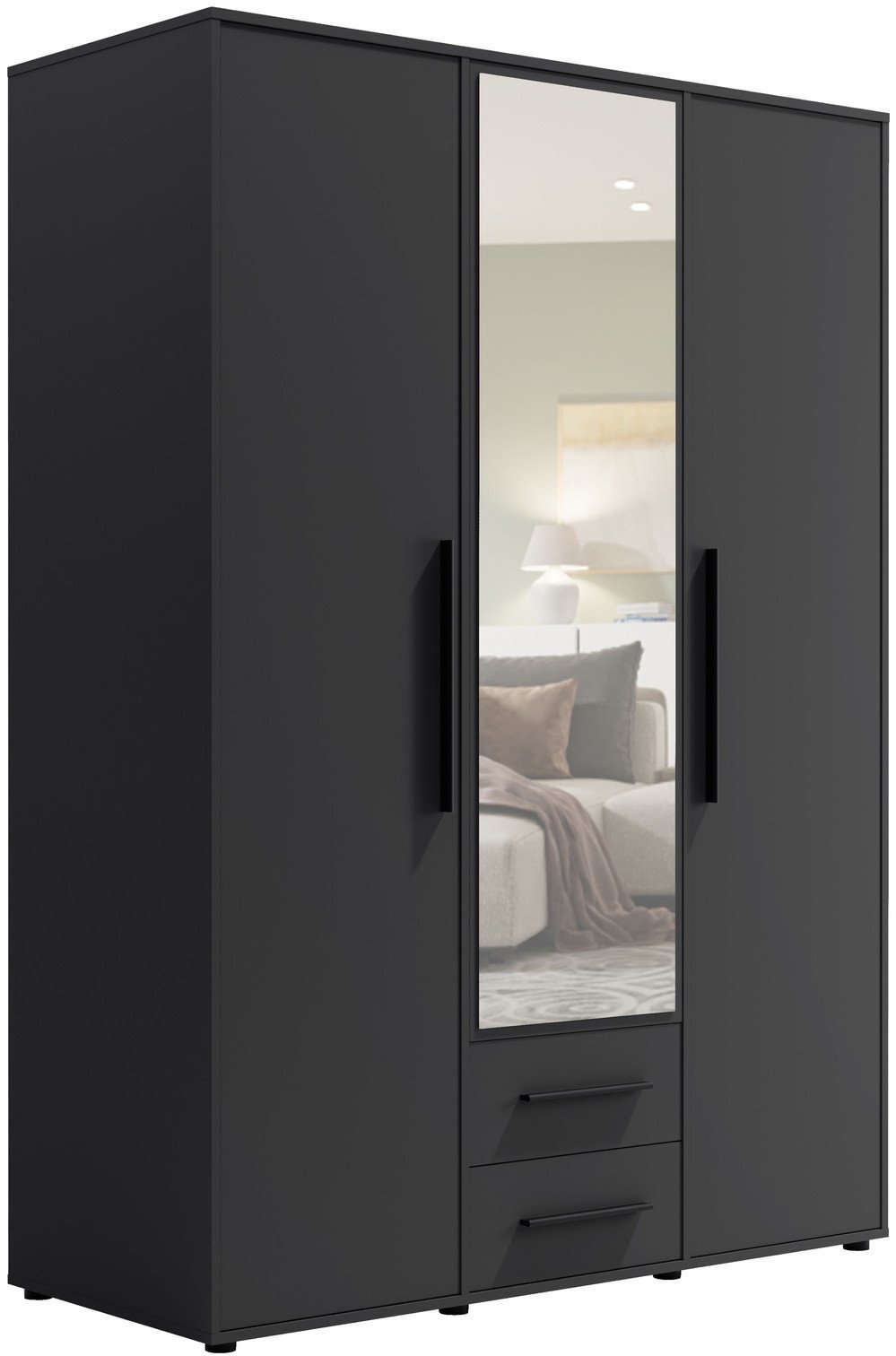 Szafa Modena SZ3D2SZ w kolorze czarnym z lustrem