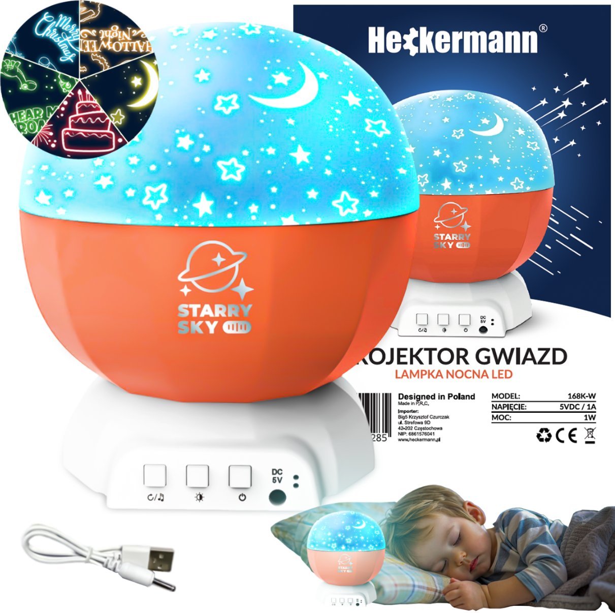 Heckermann Projektor gwiazd LED 168K-W Pomarańczowy