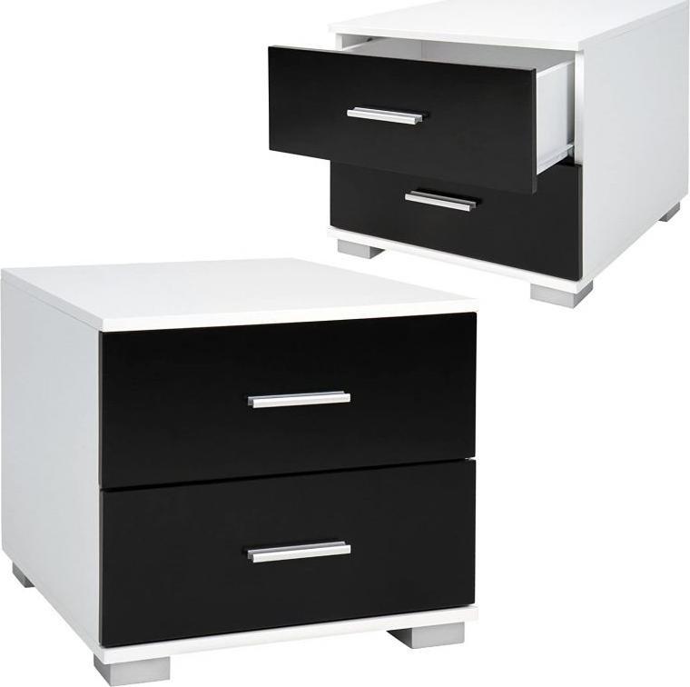 Miadomodo 2x stolik nocny MIADOMODO - 40x40x35 cm, czarno-biały