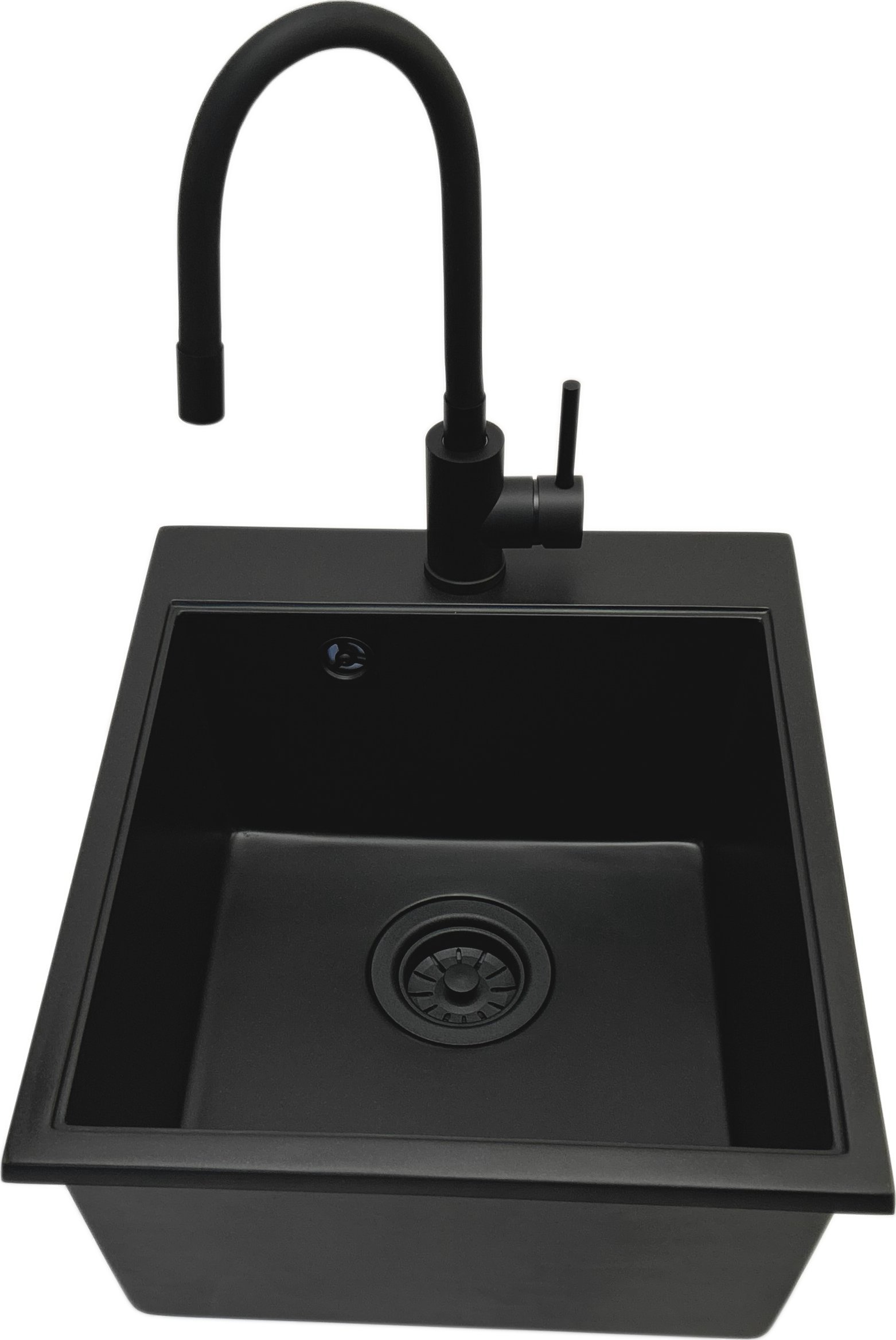 Zlewozmywak PREHNIT Zlewozmywak jednokomorowy COBALT czarny + bateria MAGGIE