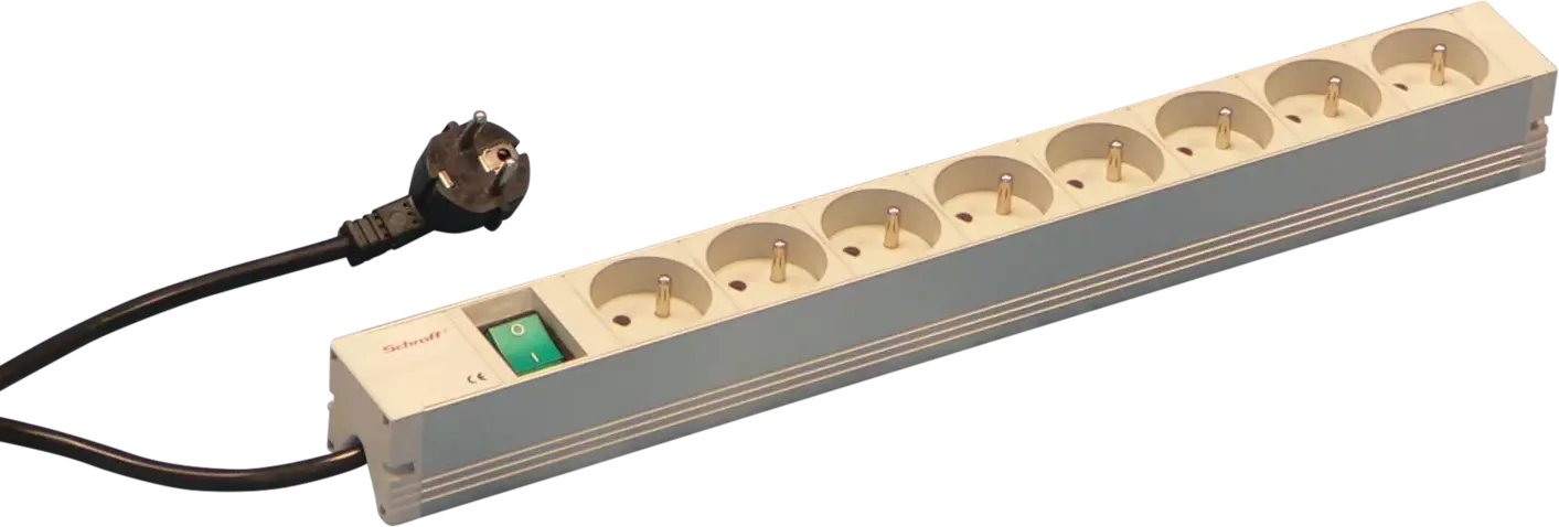 Listwa zasilająca SCHROFF Listwa gniazdowa UTE, 8-biegunowy, 19, z przełącznikiem, wersja UTE