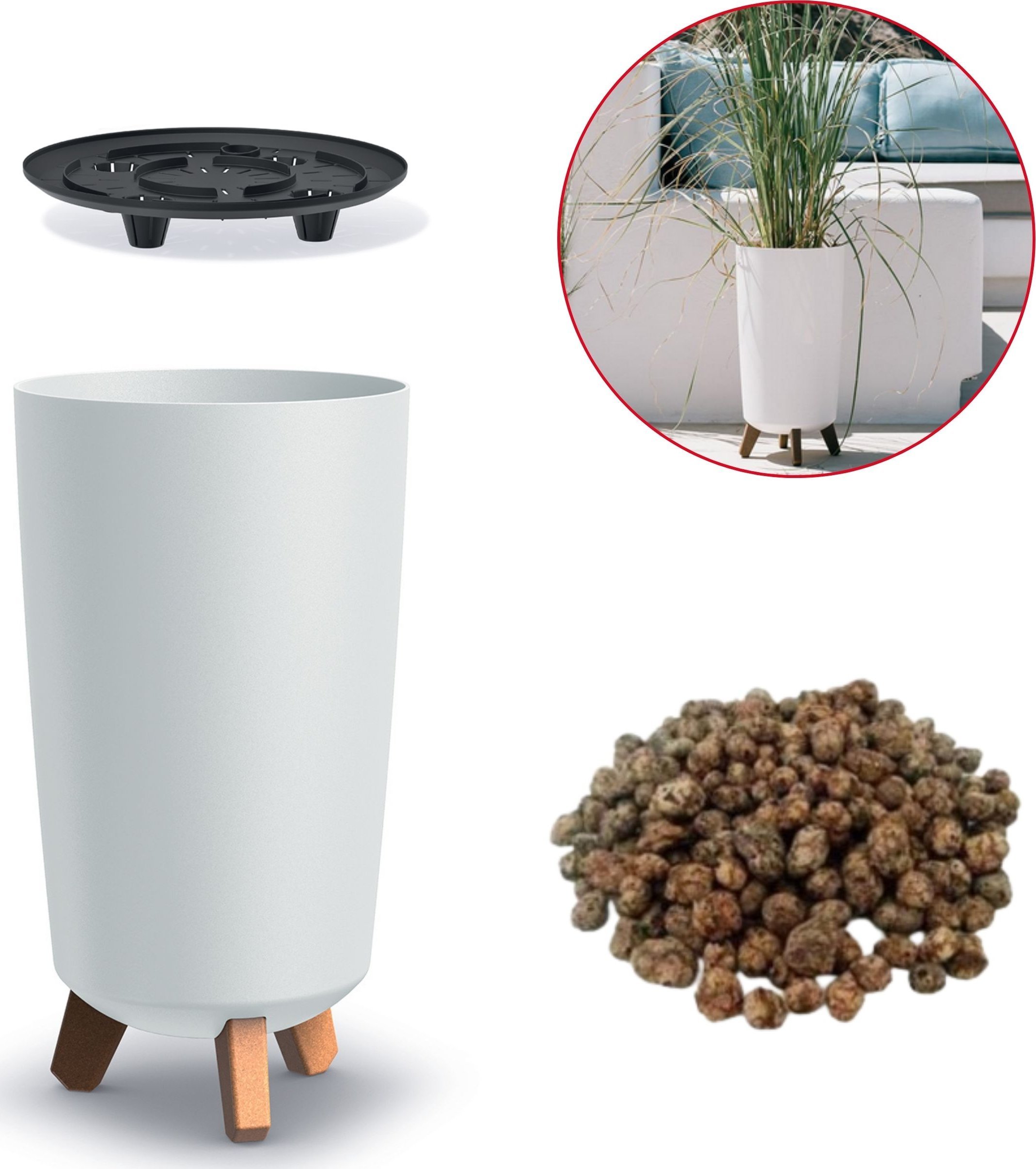 Prosperplast Doniczka okrągła na nóżkach GRACIA TUBUS DGTL200 + keramzyt 1l