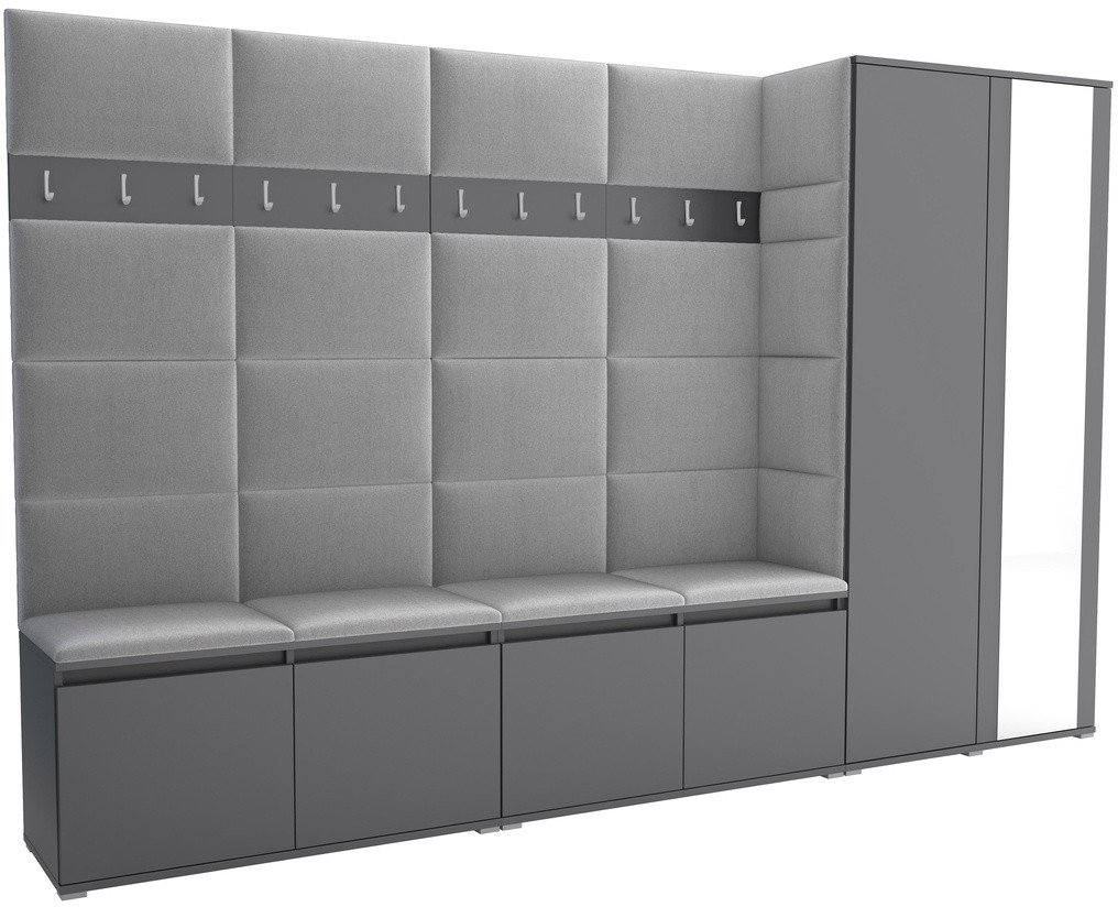 Tapicerowana garderoba Noris V z lustrem - kolor antracyt + tkanina Trinity 32