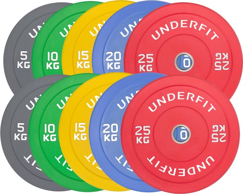 UnderFit Zestaw obciążeń olimpijskich UNDERFIT BUMPER COLOR 150 kg