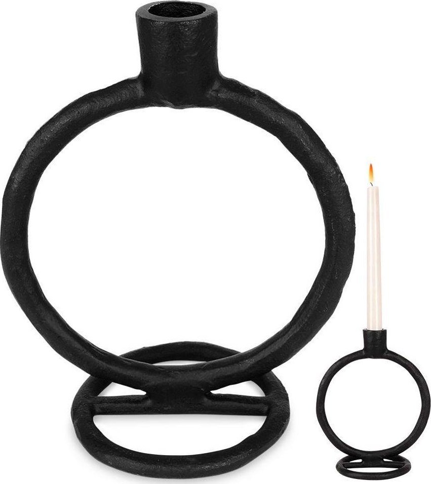 Home Styling Collection Świecznik na długą świeczkę aluminiowy czarny 19 cm