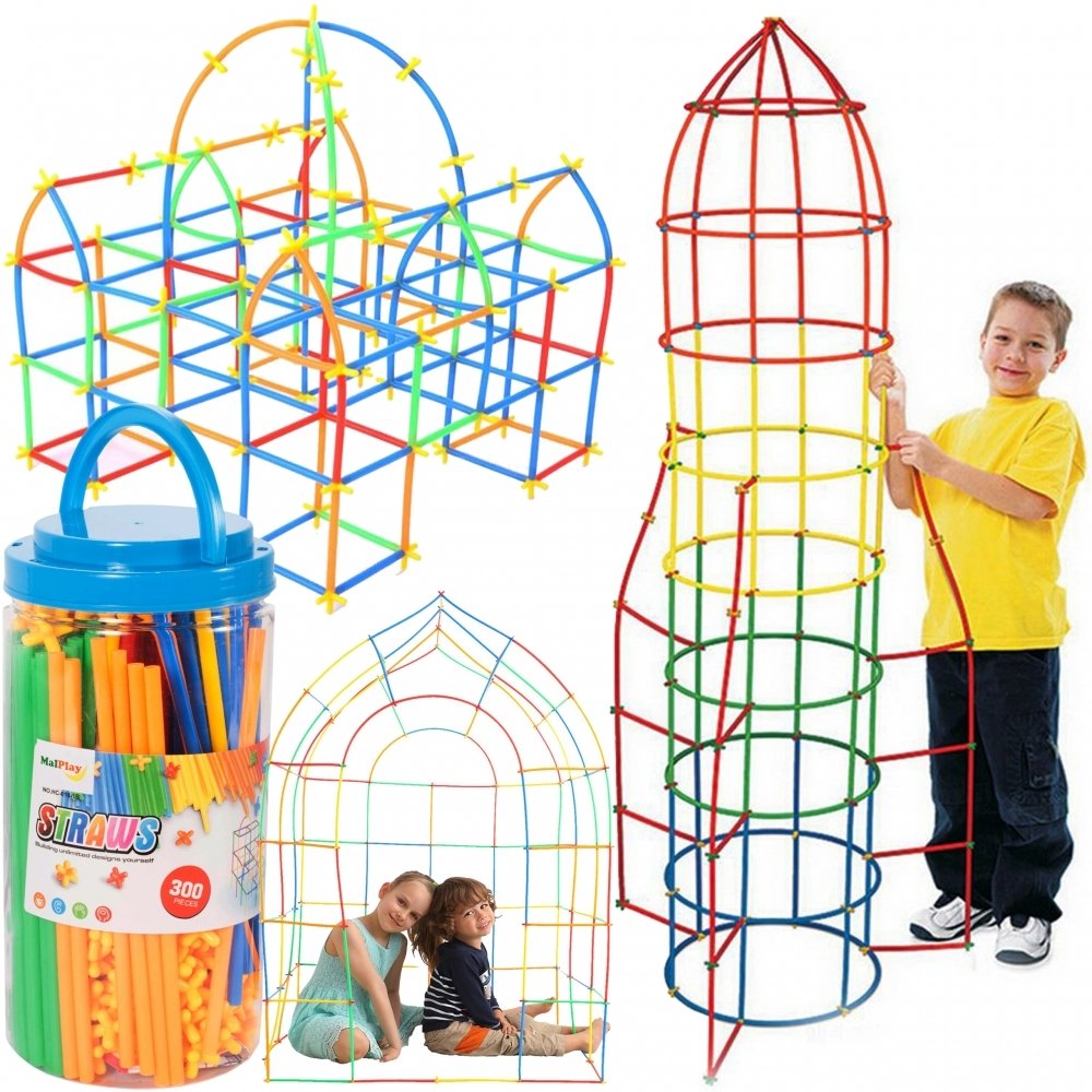 Klocki Słomki Konstrukcyjne Zestaw 300 Elementów