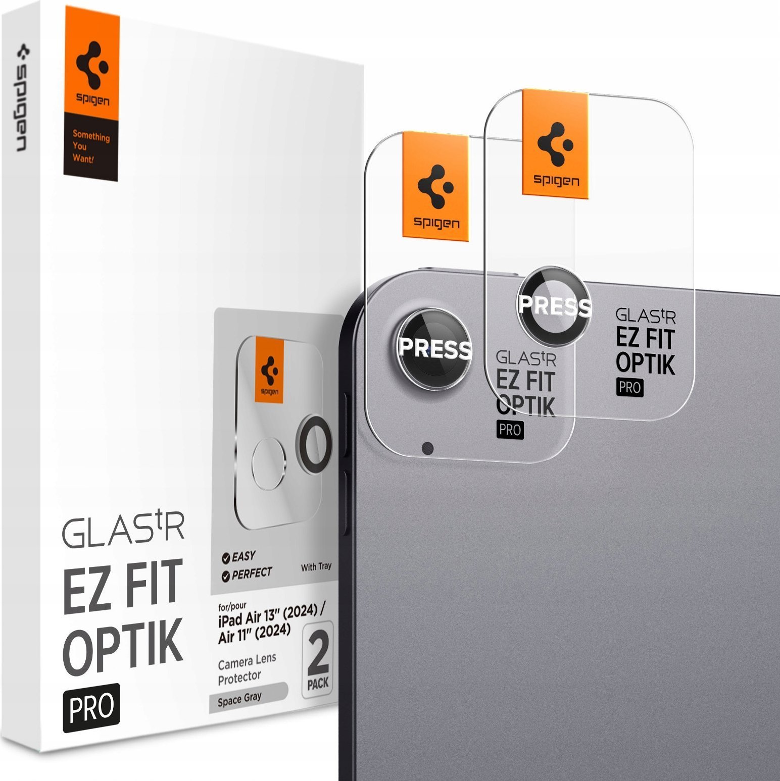 Spigen Szkło hartowane na aparat Glas.tR Ez Fit Optik Pro do iPad Air 11 2024 / 13 2024 / Air 11 2025 M3, 2 szt.