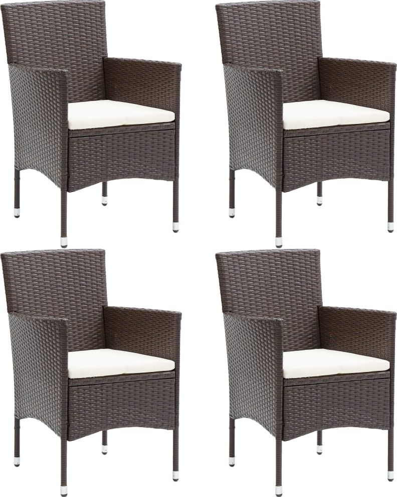 vidaXL Krzesła ogrodowe, 4 szt., polirattan, brązowe