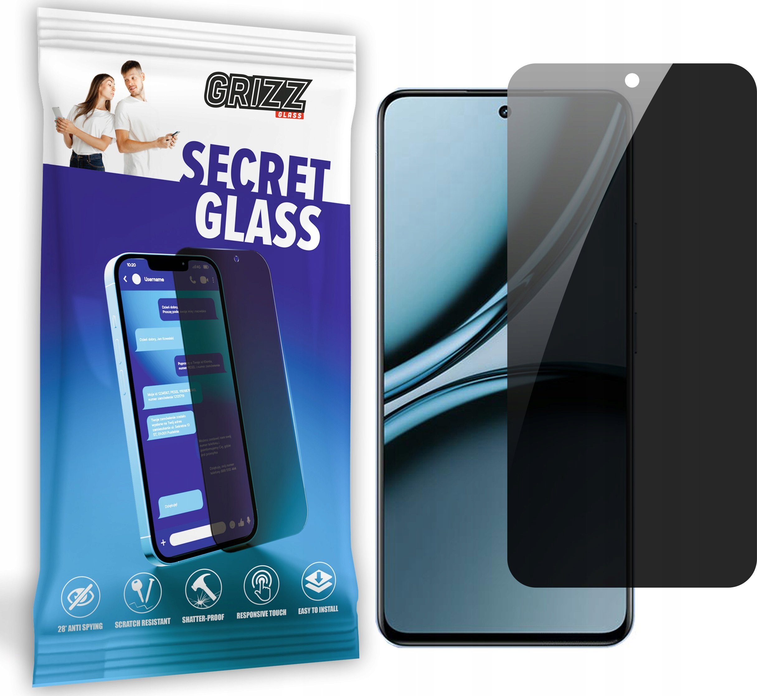 GrizzGlass Szkło prywatyzujące GrizzGlass SecretGlass do Realme Narzo 70