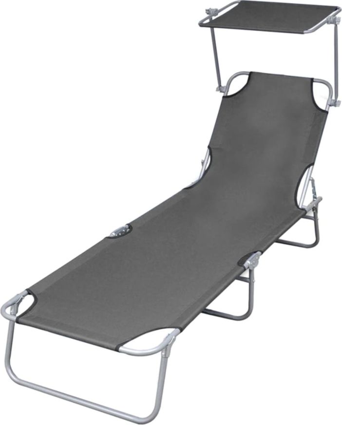 Elior Szary leżak ogrodowy z zadaszeniem - Lorenzo