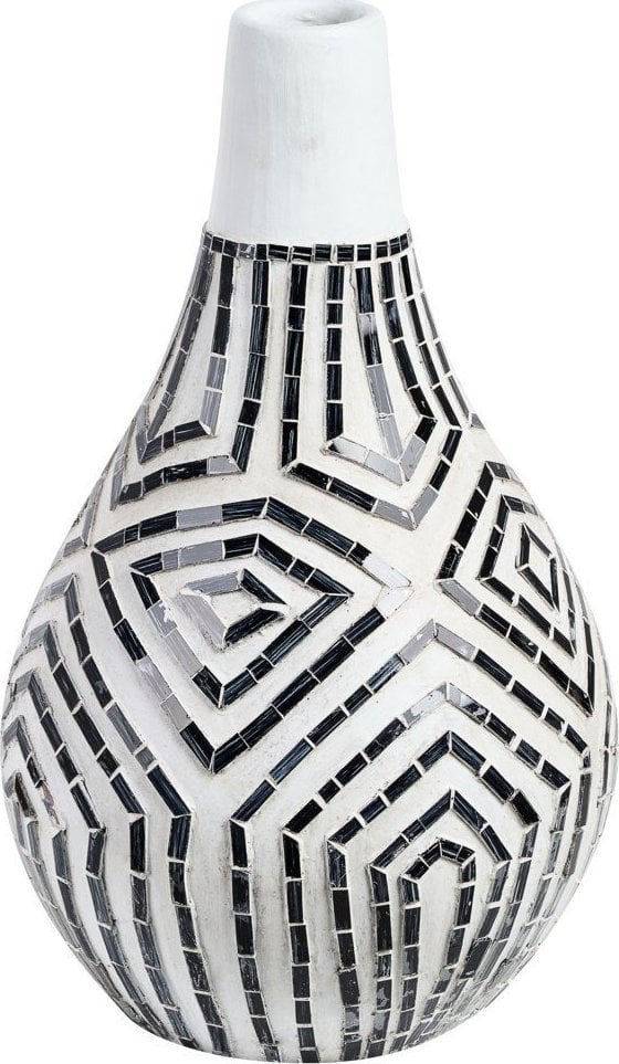 Beliani Wazon dekoracyjny z terakoty 50 cm czarno-biały OMBILIN