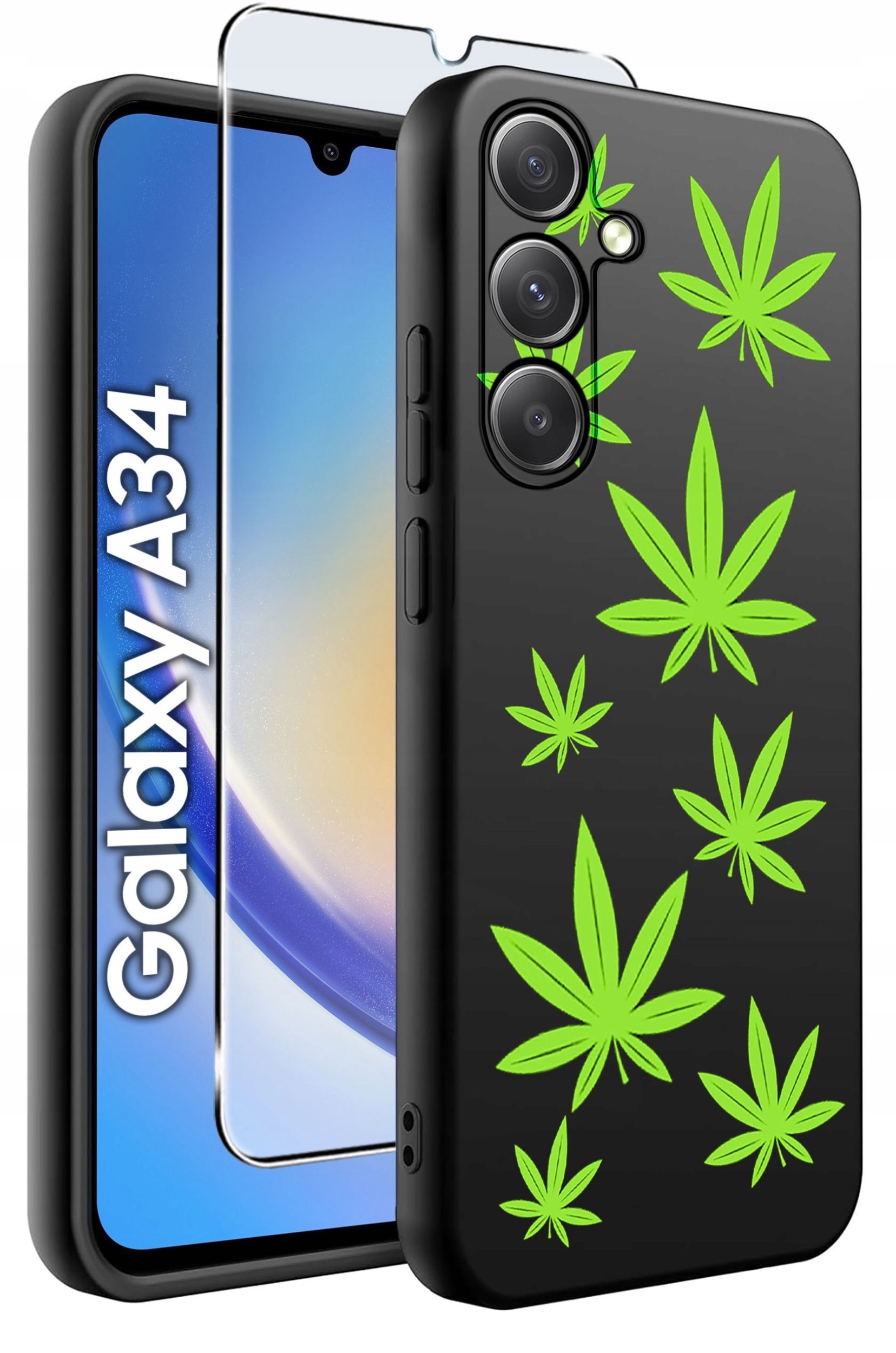 ETUI do Samsung A34 5G WZORY | SILIKONOWE MATT CASE + SZKŁO 9H