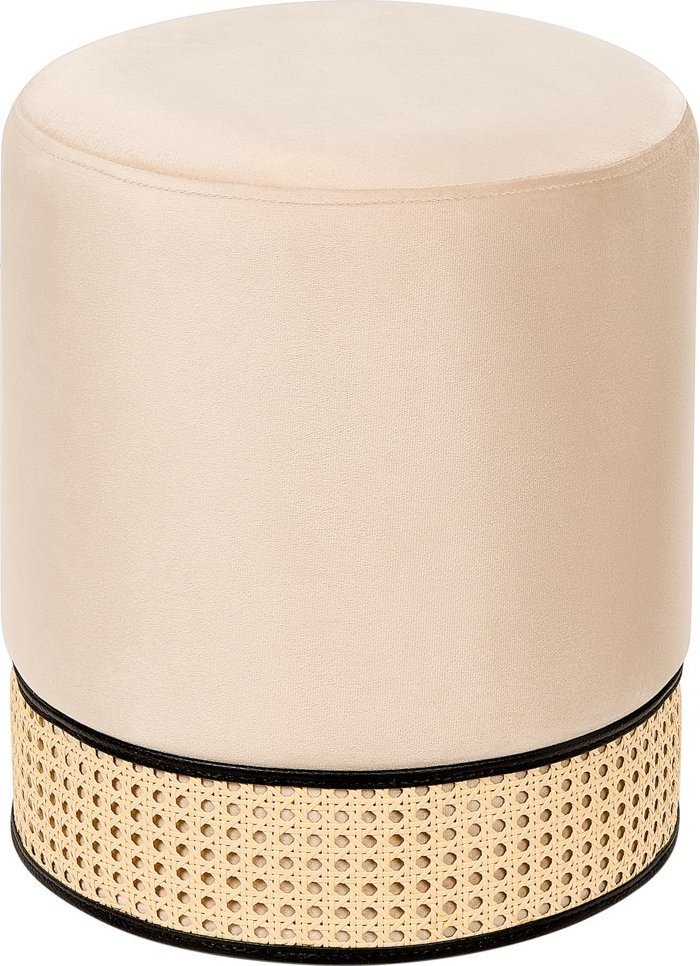 Beliani Puf welurowy kremowy YANKTON