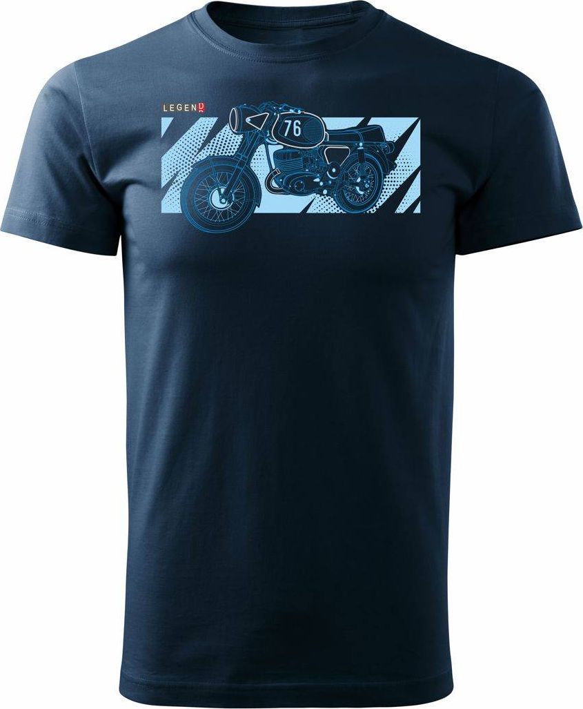 Topslang Koszulka motocyklowa z motocyklem MZ męska granatowa REGULAR L