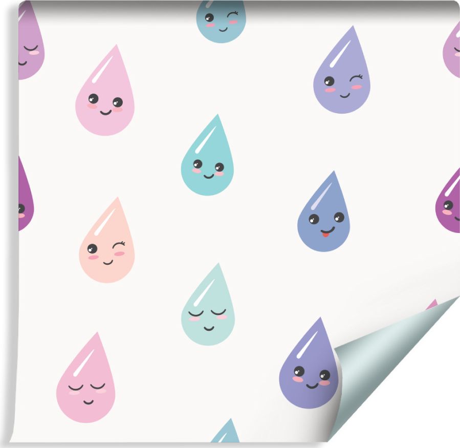 Muralo Tapeta Dla Dzieci - Kolorowe Wesołe Kropelki