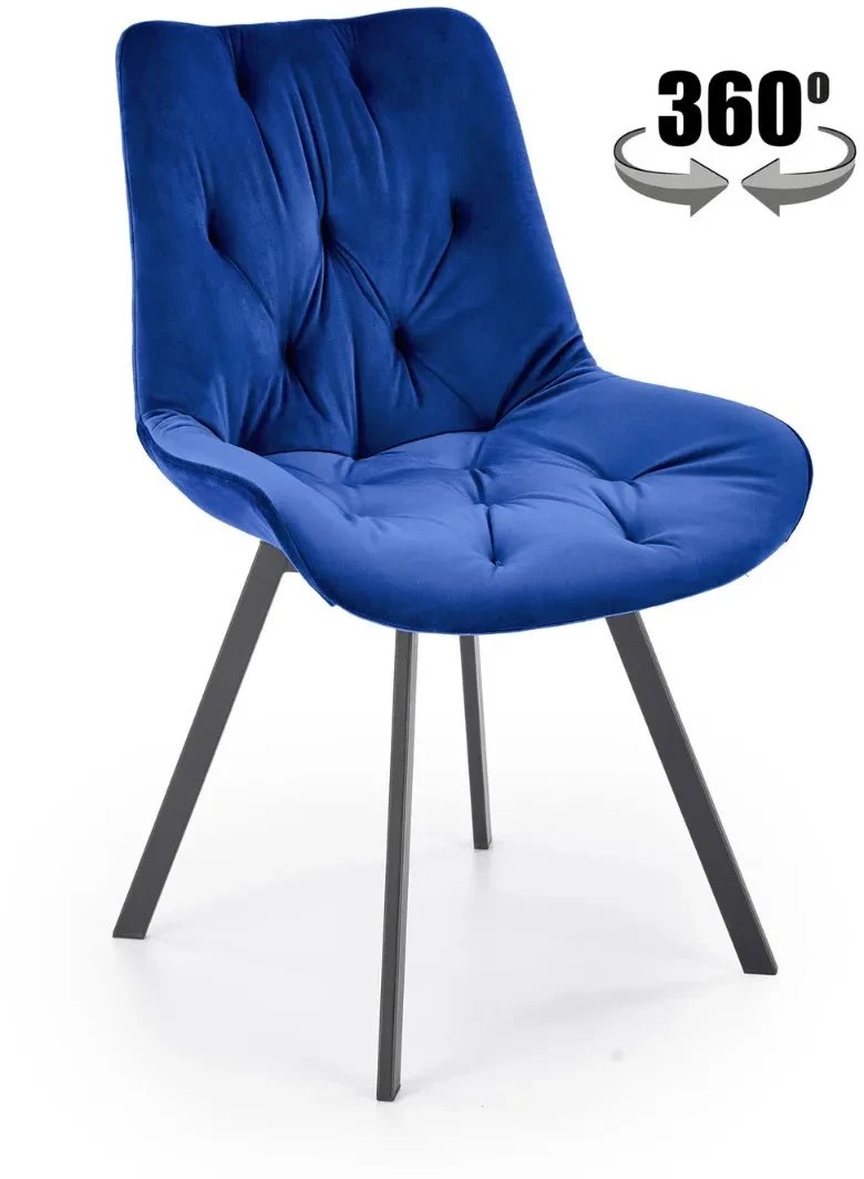Krzesło tapicerowane K519 VELVET granatowe obracane HALMAR