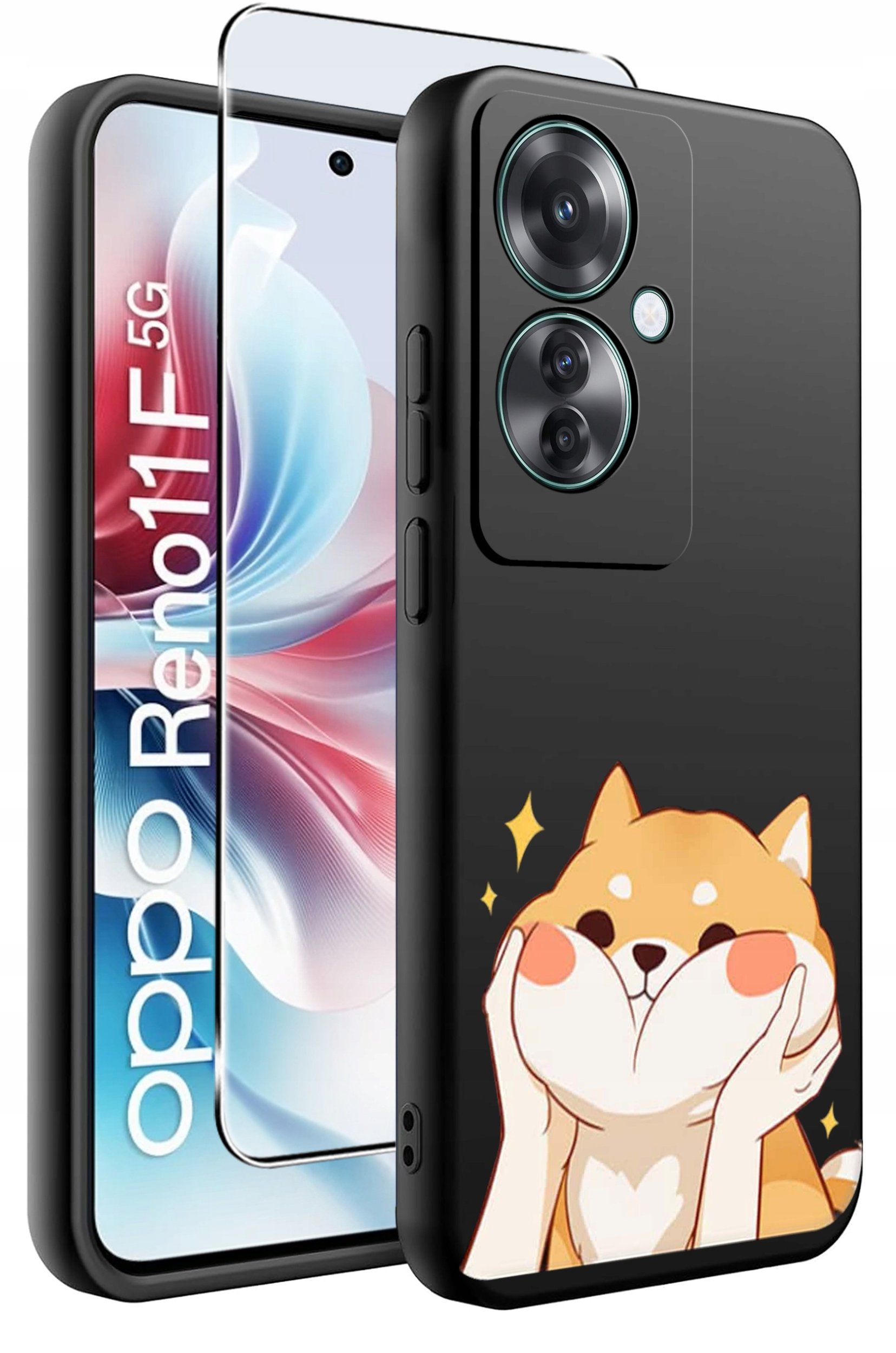 ETUI do Oppo Reno11 F 5G WZORY | SILIKONOWE MATT CASE + SZKŁO HARTOWANE 9H