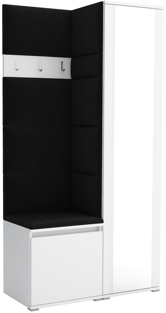 Tapicerowana garderoba Noris VI z lustrem - biały + tkanina Trinity 16