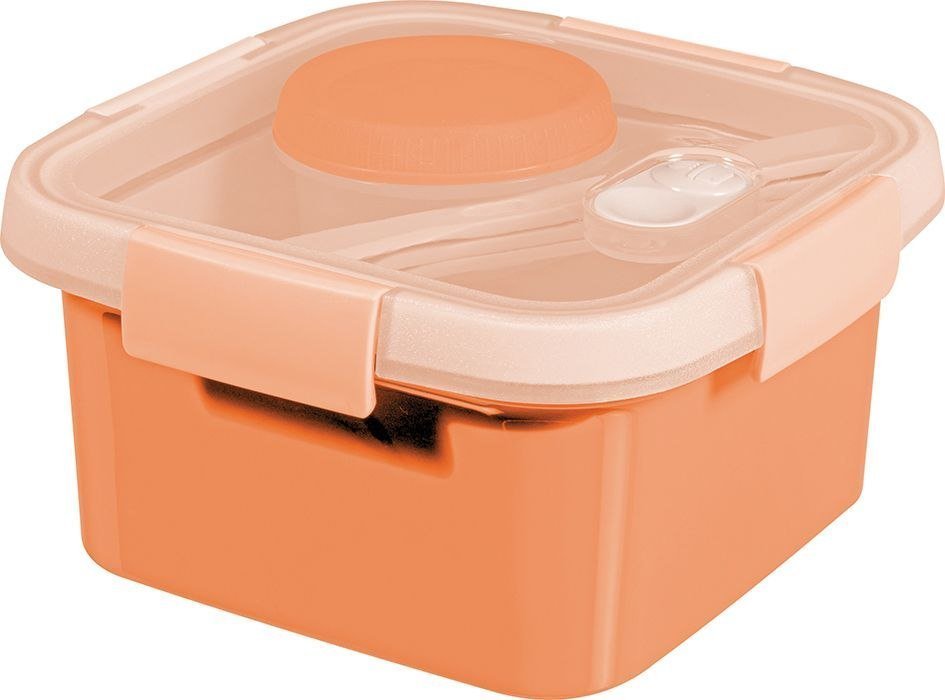 Curver Pojemnik na żywność kwadratowy LUNCH KIT Smart to go Mix miętowy/ jasnoszary/ brzoskwiniowy 1,1L Curver