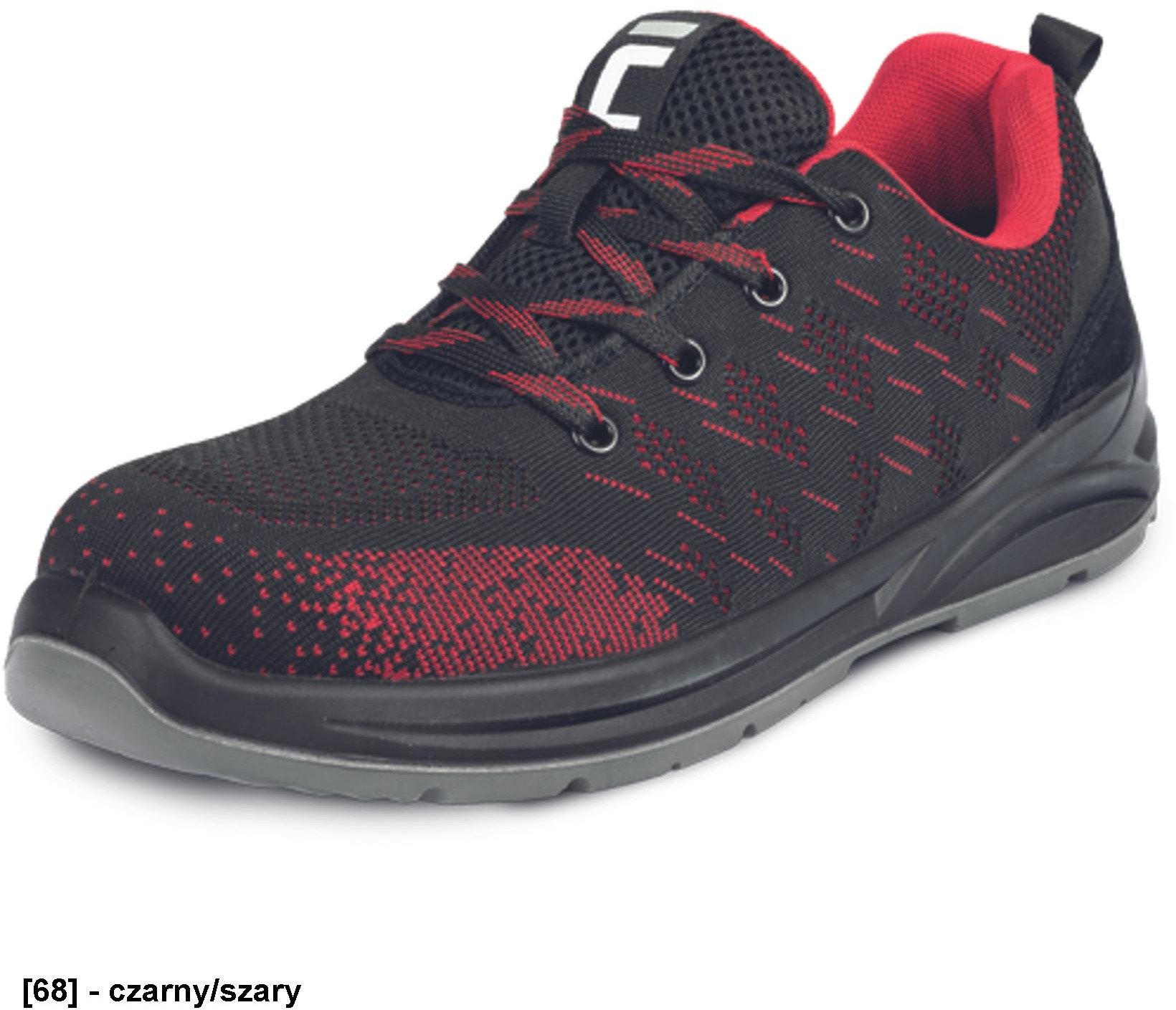 GERA S1P SR - Lekkie półbuty zawodowe robocze cholewka materiał dziany + siatka poliestrowa metalowy podnosek i wkładka - czarny/szary 36