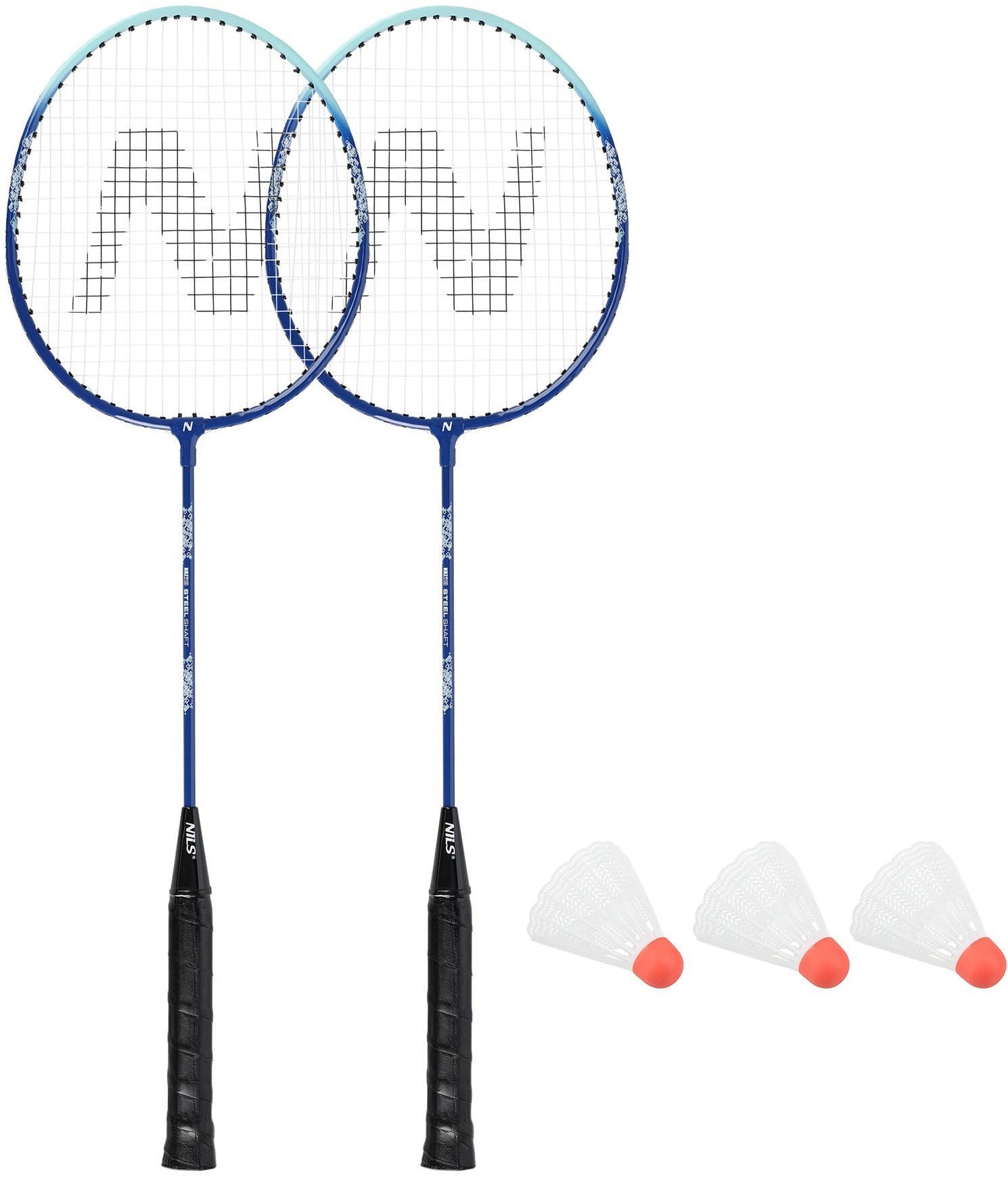 NRZ210 ZESTAW ALUMINIOWYCH RAKIET DO BADMINTONA + 3 LOTKI + POKROWIEC 1/2 NILS