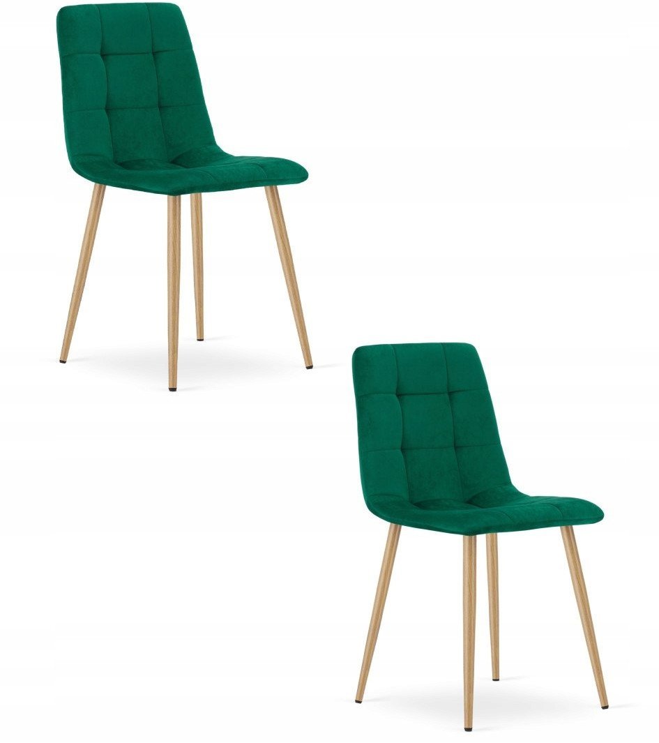 Krzesło KARA - ciemna zieleń aksamit / nogi kolor drewna x 2