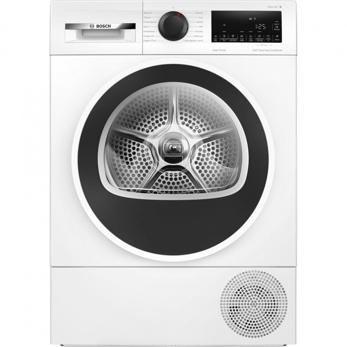 Suszarka do ubrań Bosch Dryer Machine with Heat Pump | WQG2450ISN | Energy efficiency class A++ | Front loading | 9 kg | LCD | Depth 61.3 cm | White