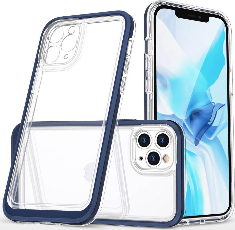 Hurtel Clear 3in1 etui do iPhone 11 Pro żelowy pokrowiec z ramką niebieski