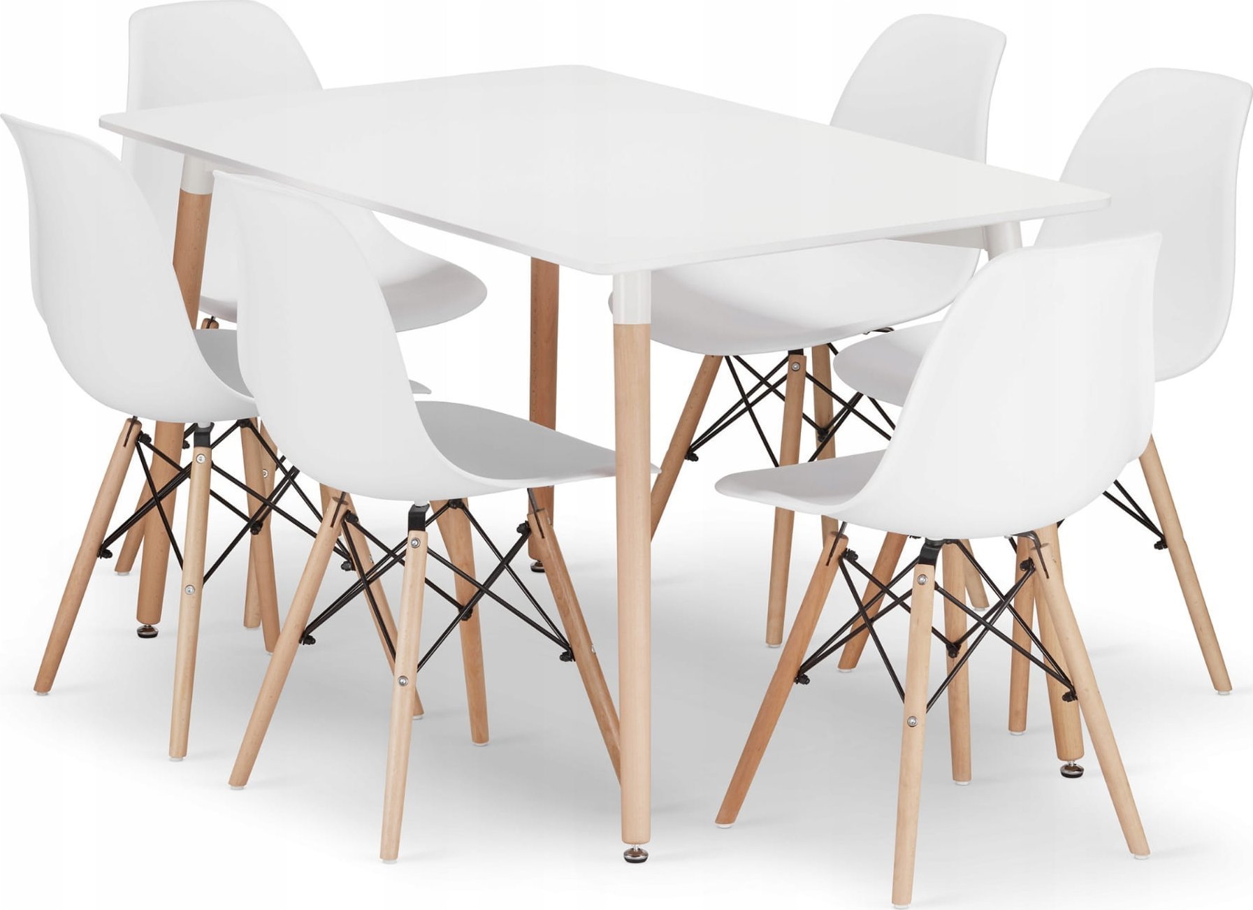 Leobert Zestaw stół prostokątny ADRIA 120x80 biały + 6 krzeseł OSAKA białe