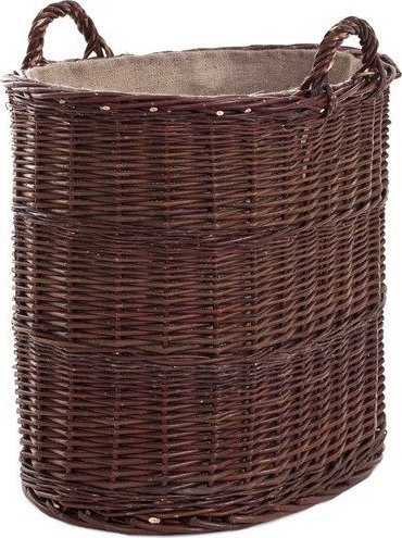 WickerPL Wiklinowy Owalny Kosz Kominkowy Obszyty Jutą 55x35 H50/57 cm