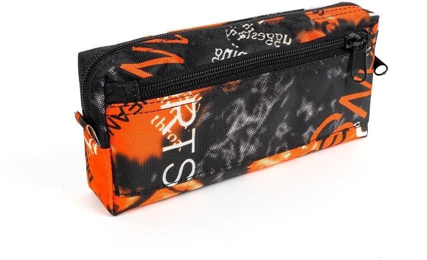 Piórnik z 2 zamkami błyskawicznymi Jeans pomarań.