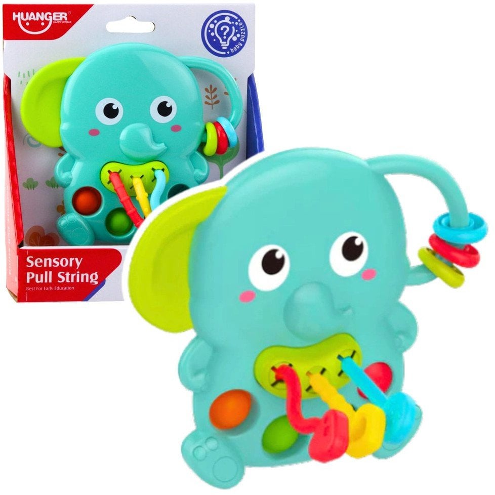 Grzechotka Słonik Zielony Sensoryczny Ruchome Elementy