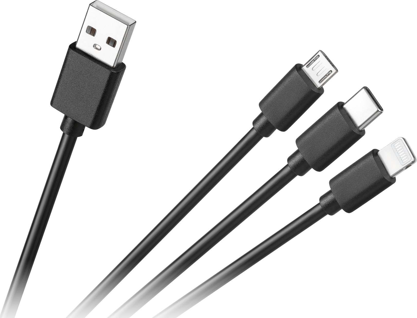 Kabel USB Cabletech USB-A - USB-C + microUSB + Lightning 1.2 m Czarny (KPO3945)