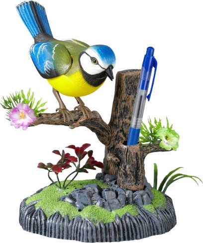 Kids World Mówiąca sikorka z przybornikiem na długopisy powtarza słowa gada śpiewa