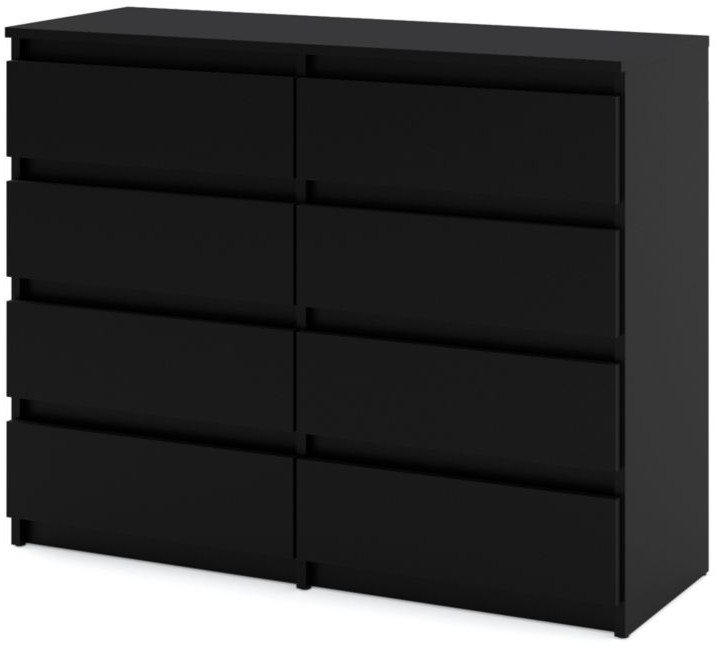 Komoda Czarna 8 Szuflad Hugo Pojemna Szafka Rtv 120cm Loft Salon Sypialnia