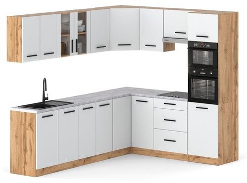 Kuchnia Duża Pojemna Z Blatem Narożna Marra 4.6m Biała Wotan San Sebastian