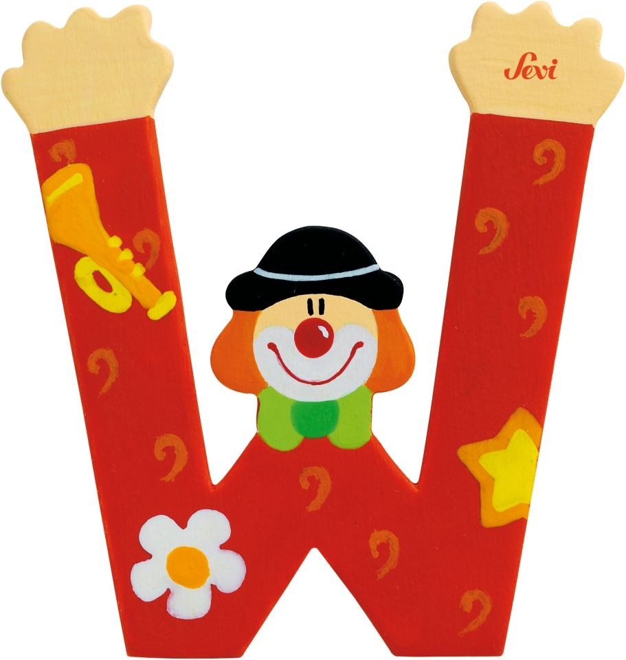 Sevi Drewniana literka W, Klaun (81759)