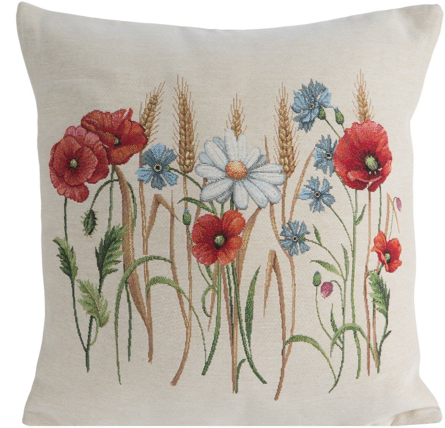 Poszewka dekoracyjna 4545cm polne kwiaty na beżowym tle