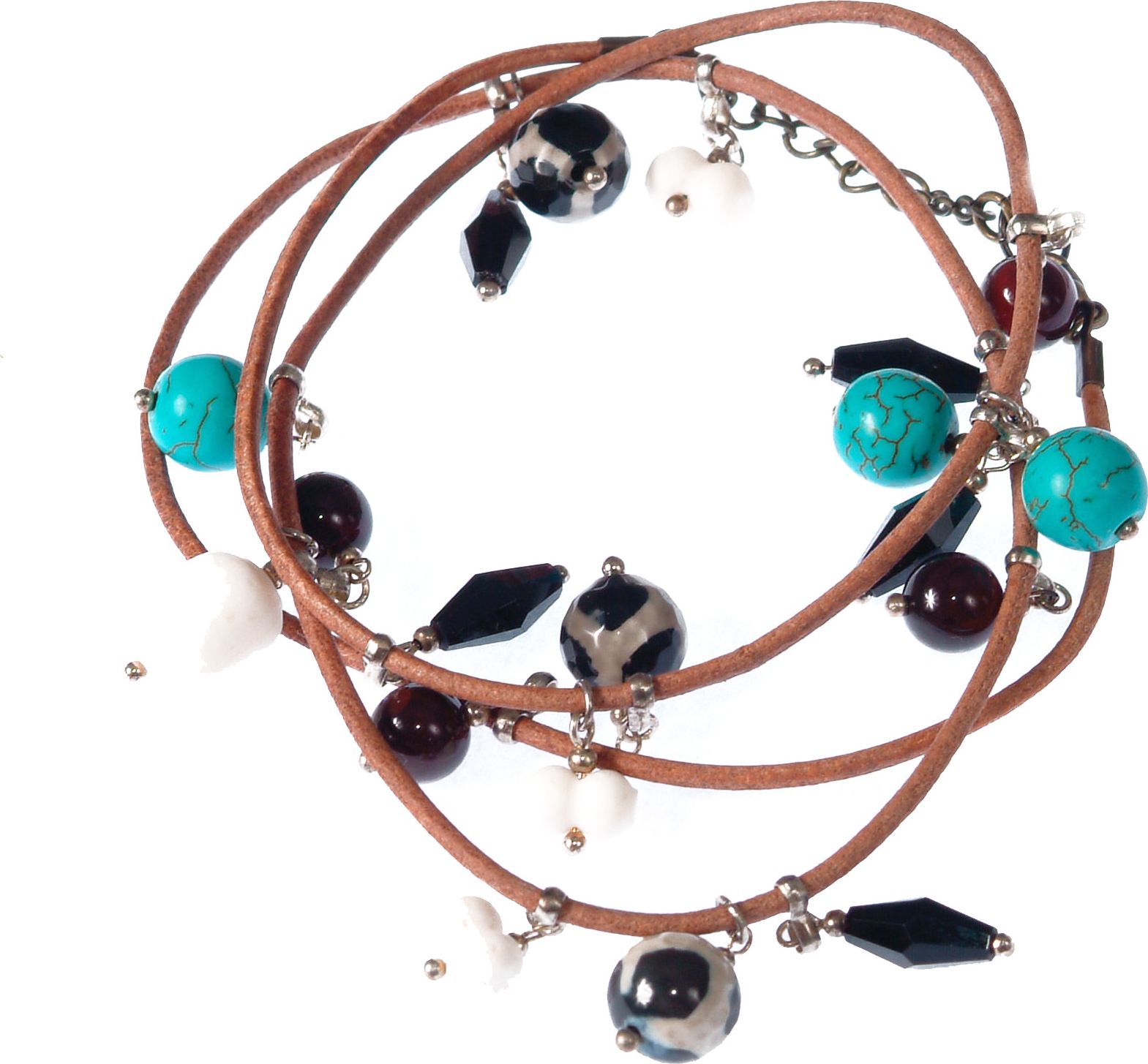 GANELLI Jewelry & handmade Ganelli multifunkcyjna bransoletka - ręka, kostka, naszyjnik, skóra naturalna i kamienie półszlachetne: Dalmatyński Jasper,