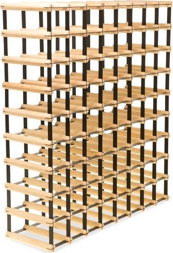 Wamar-Sosenka Regał na wino Stojak na 72 Butelki Szklane/ PET RW-8/ 8x9 Surowy Naturalny Metal + Drewno RW-8-8x9-72
