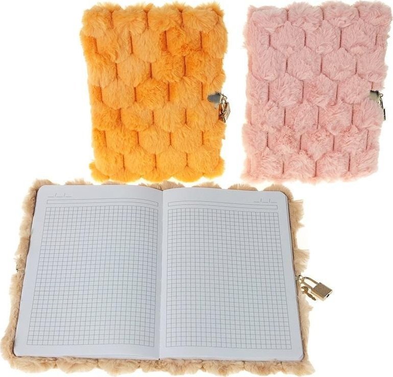 Adar Pamiętnik A5 w okładce pluszowej z kłódką MIX