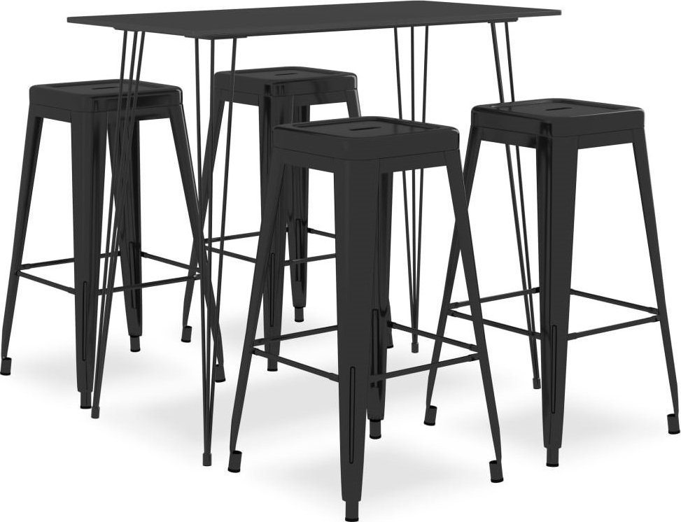 Elior Czarny 5-częściowy zestaw mebli barowych Kruzel