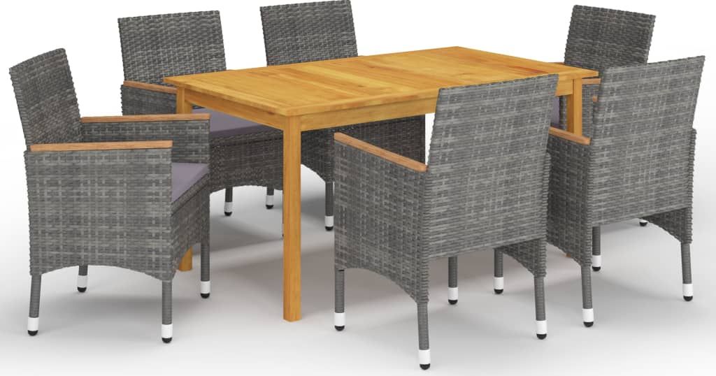 vidaXL 7-częściowy zestaw mebli ogrodowych, szary