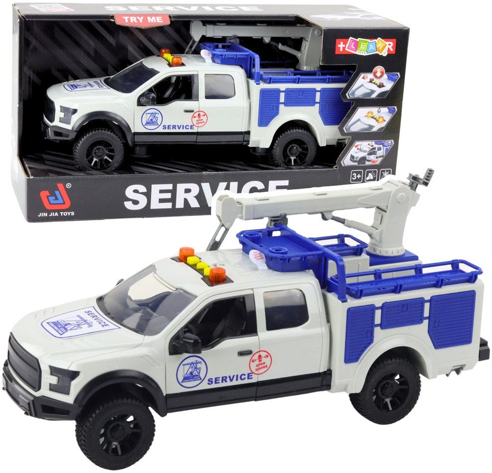 Samochód Serwisowy z Dźwigiem Światła Dźwięki Biały 1:12