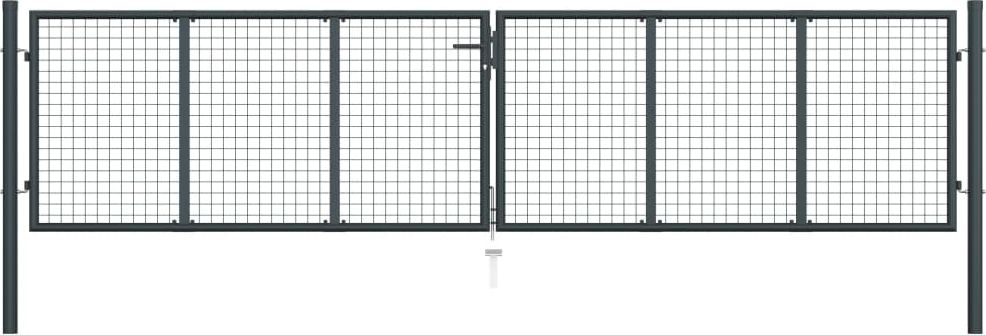 vidaXL Brama ogrodowa z siatki, galwanizowana stal, 400x150 cm, szara