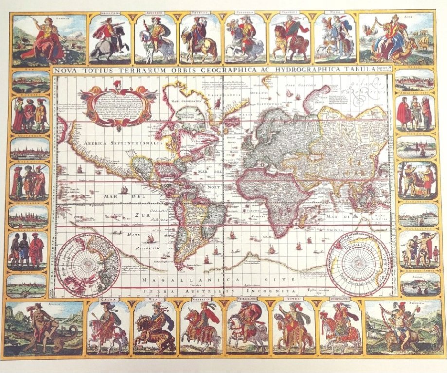 Historyczna Mapa Świata - Nova Totius Terrarum reprint - N. I. Piscator, 1652 r. M1652