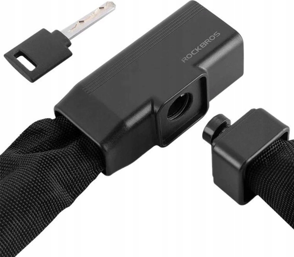 RockBros Zapięcie rowerowe gruby łańcuch w osłonie zamek na klucz 0.97 m - czarne ROCKBROS