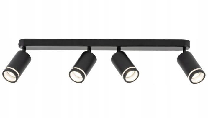 Lampa sufitowa czarna 4xGU10 metalowa Poczwórny reflektor natynkowy