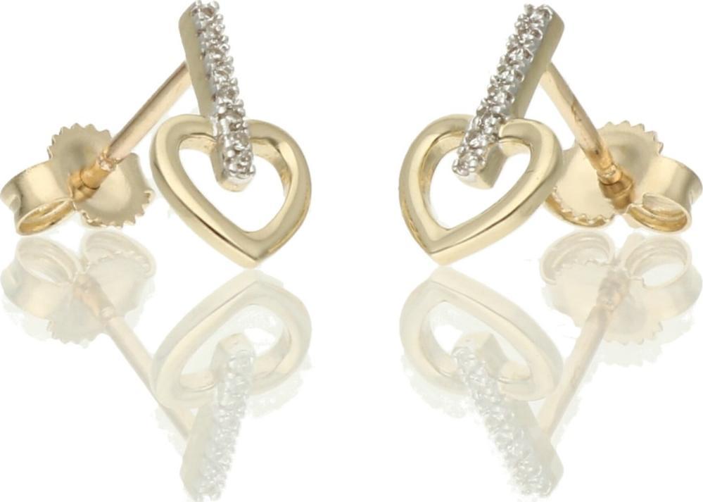 Rosanto Złote kolczyki sztyft w kształcie serca z brylantem 585 14k